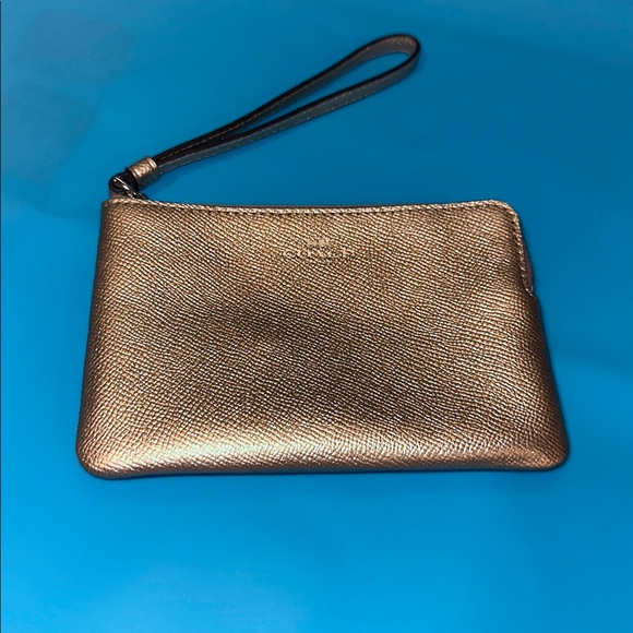 Coach Gold Metallic Wristlet - Picture 1 of 3